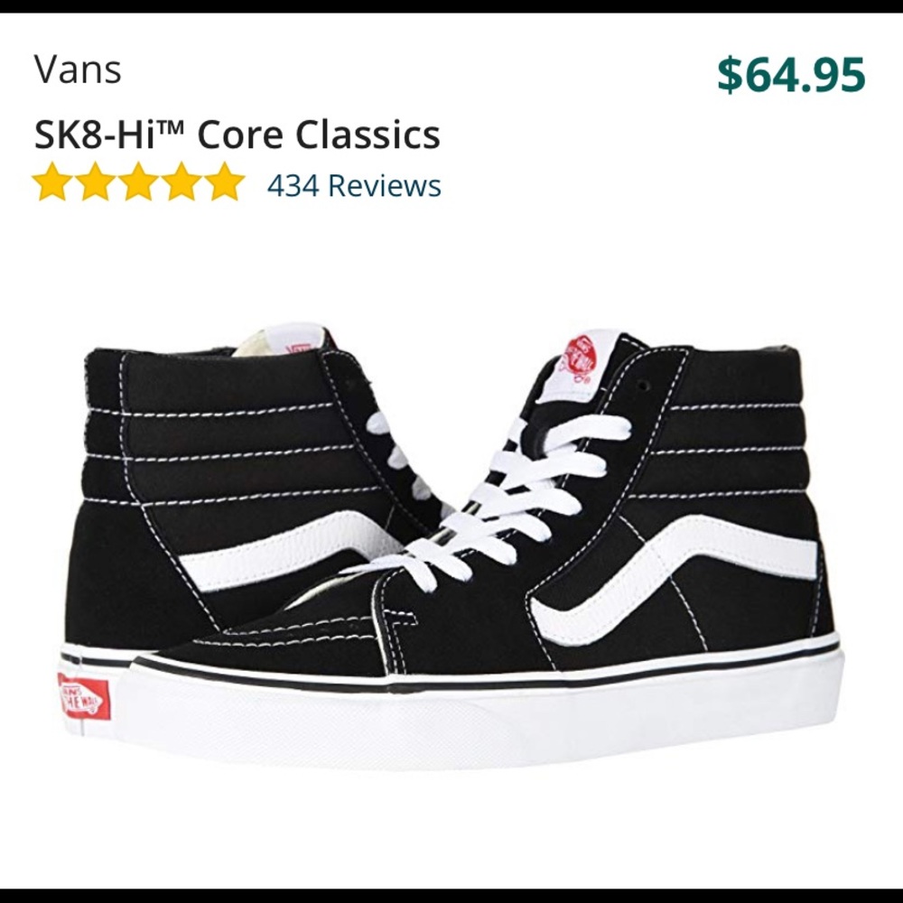 Classic high top vans - worn once! W 7.5